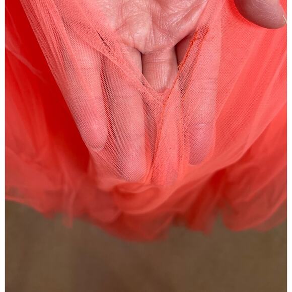 Bronx and Banco Taraji Tiered Ruffle Tulle Sheer Cutout High Low Maxi Gown Sz XS - Picture 10 of 14